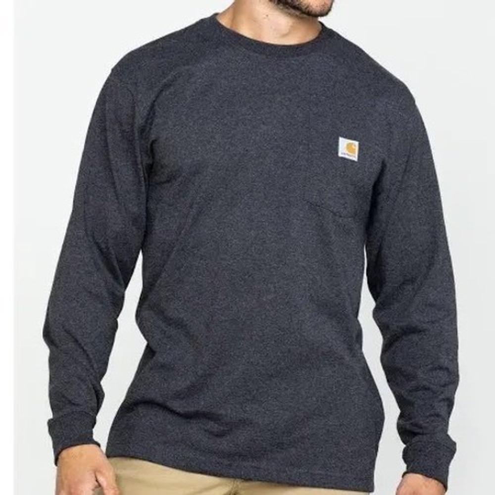 Carhartt Men's XL Loose Fit Heavyweight Long Sleeve Pocket T-Shirt Carbon‎ NWT